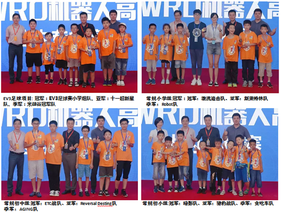 2018WRO机器人高手大会达内专校赛获得冠、亚、季的12支团队颁发奖牌,并与颁奖嘉宾合影留念