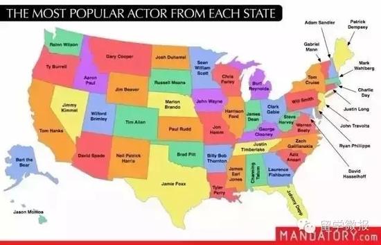各州最受欢迎演员
