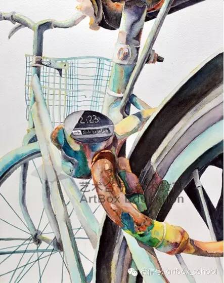 用水彩表现一辆生锈的自行车