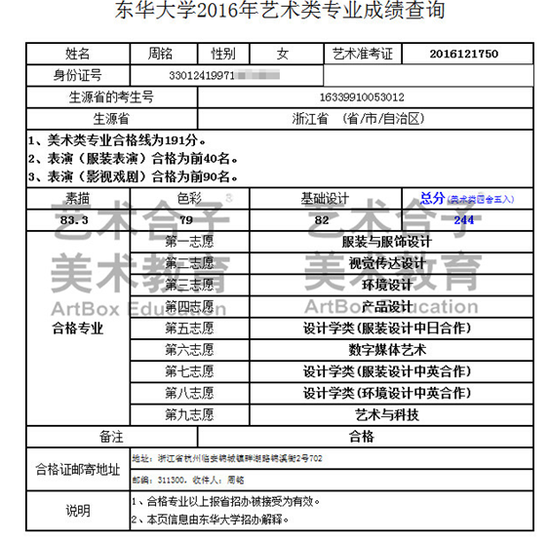 艺术类专业成绩查询