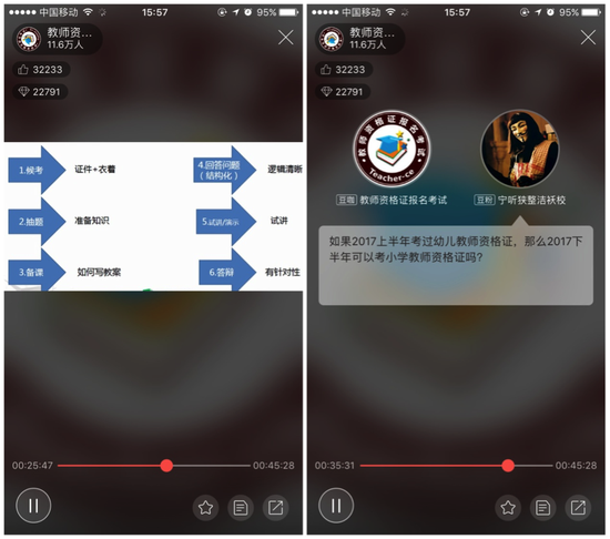 “教师资格证报名考试”定期在红豆Live直播