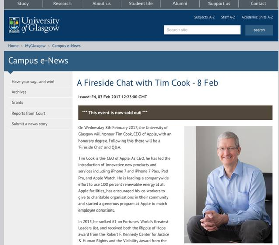 苹果公司CEO蒂姆•库克（TimCook）