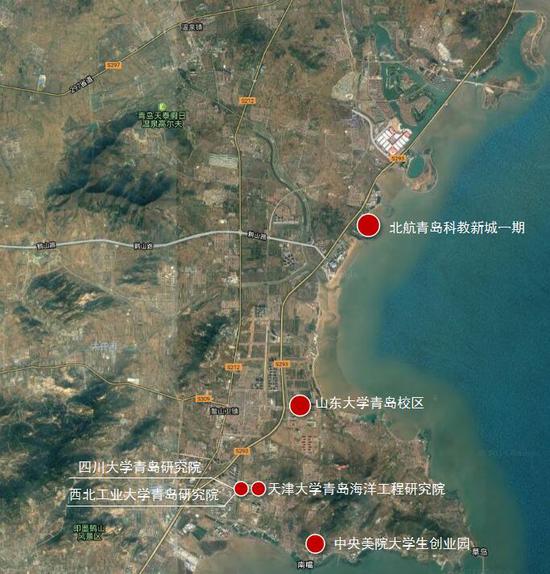 北京航空航天大学入驻青岛蓝谷 计划2019年招生 北航青岛科技新城一期位置图