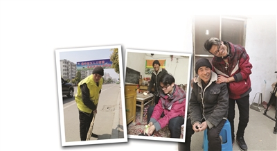 李全士在家附近做保洁工