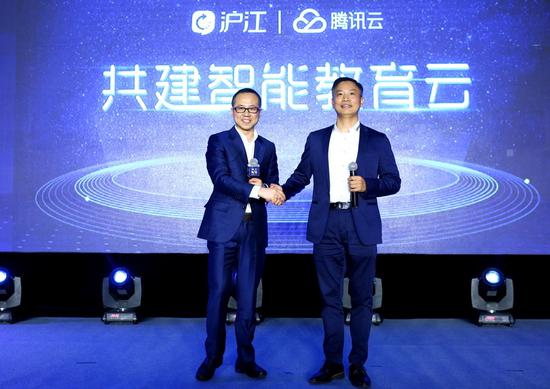 沪江创始人兼CEO伏彩瑞和腾讯云副总裁黄海清宣布达成战略合作