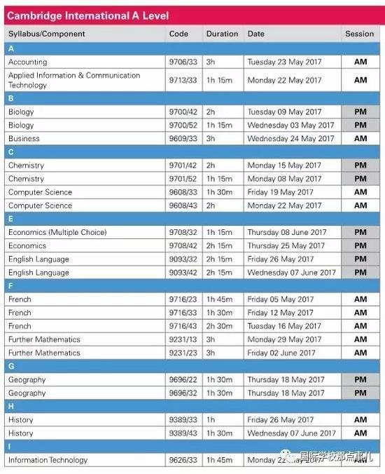 A LEVEL考试时间