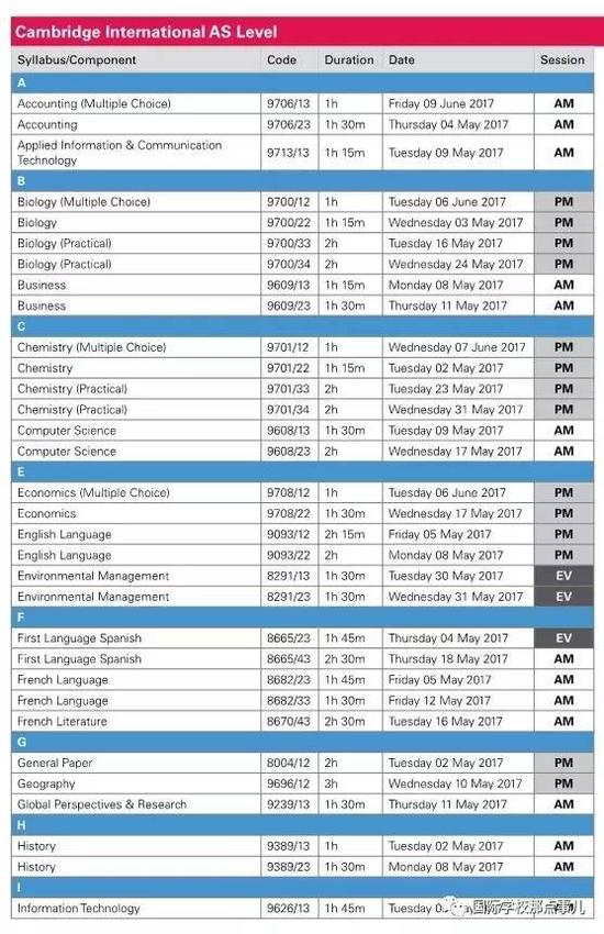 A LEVEL考试时间