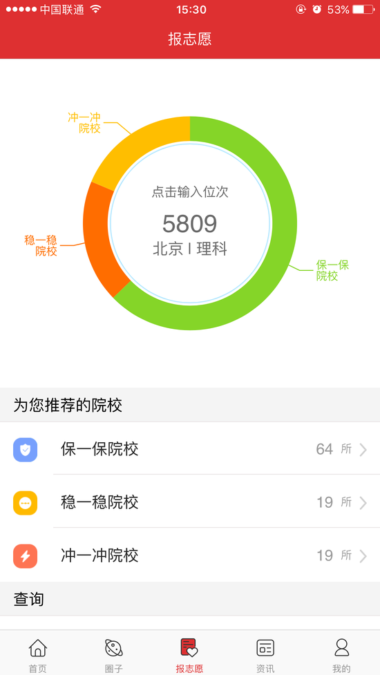 查看冲一冲、稳一稳、保一保的学校