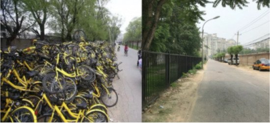 左：南十里居路旧貌；右：南十里居路近况