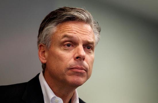 US Republican presidential candidate and former Utah Governor Jon Huntsman addresses a business lunch campaign event in Portsmouth, New Hampshire reuters