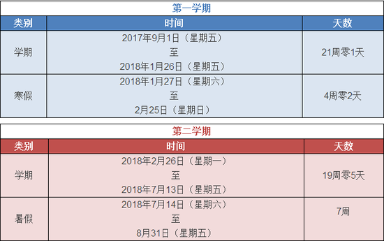 新学年必备 2017-2018学年北京中小学校历|学