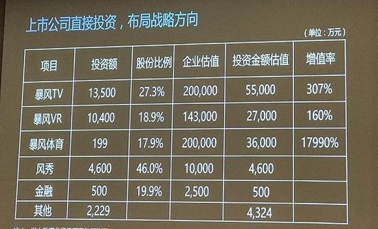 暴风上市公司对外投资数据