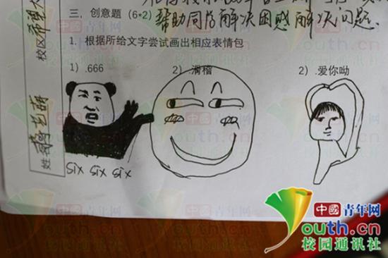 本文图片均为表情包试题试卷。中国青年网通讯员 闫春旭 提供