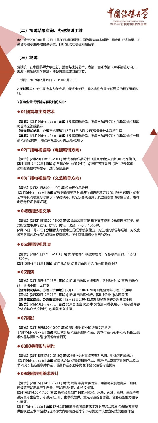 中国传媒大学2019年艺术类本科招生简章(3)