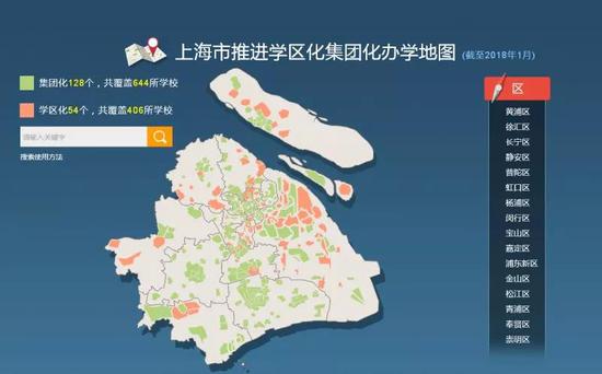 上海市推进学区化集团化办学地图