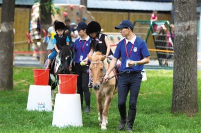 3e国际学校的学生参与骑乘体验，感受马术运动的乐趣。