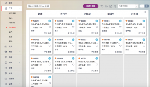 软件开发云中的项目任务看板