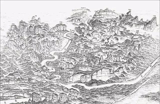 1987年彭华绘制的丹霞山北部和全域素描图