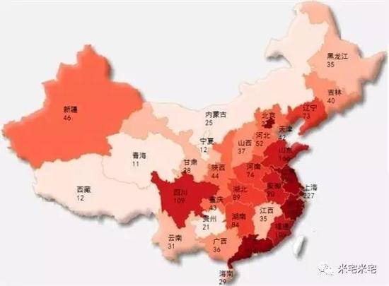 各省上市公司分布图