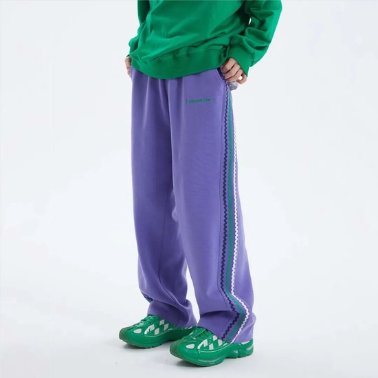 Lemanism 条纹撞色直筒休闲裤