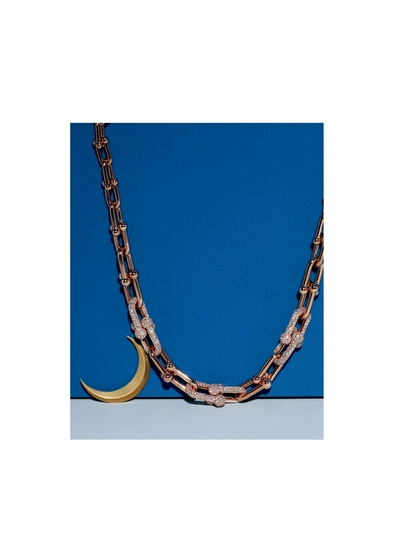Tiffany &amp; Co. 蒂芙尼HardWear系列18K玫瑰金铺镶钻石渐变链环项链