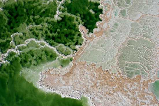 View of salt formations in southern part of Dead Sea