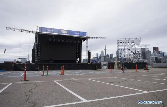 A drive-in location is seen during the 2020 Toronto International Film Festival (TIFF) in Toronto, Canada, on Sept. 10, 2020. Featuring 50 new feature films, five programs of short films, as well as interactive talks, the ten-day annual event kicked off on Thursday with drive-in locations and online screenings. (Photo by Zou Zheng/Xinhua)