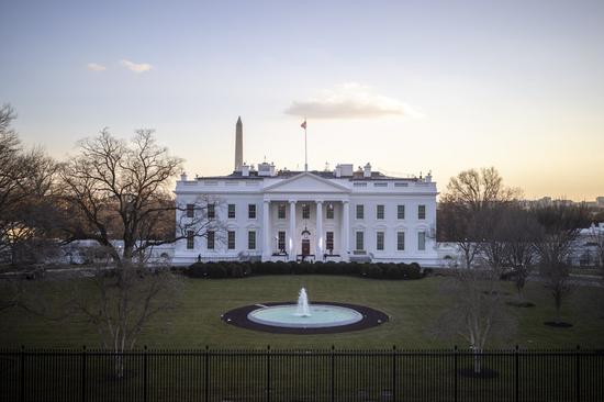 Photo taken on Jan. 20, 2021 shows the White House in Washington, D.C., the United States. (Photo by Ting Shen/Xinhua)