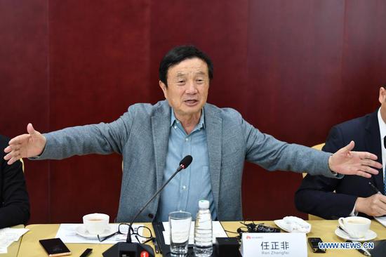 Huawei CEO Ren Zhengfei is interviewed in Taiyuan, north China's Shanxi Province, Feb. 9, 2021. (Xinhua/Cao Yang)