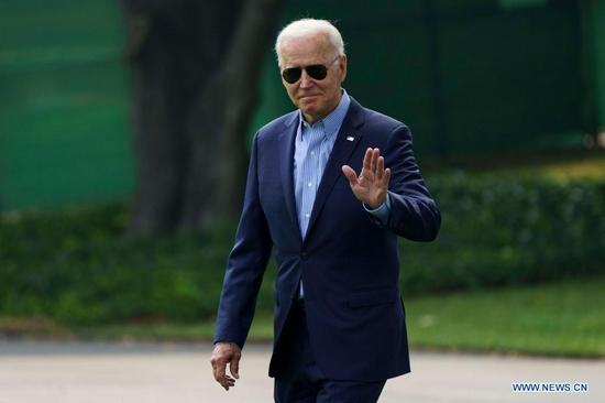 U.S. President Joe Biden leaves the White House in Washington, D.C., the United States, on July 21, 2021. Biden will host Ukrainian President Volodymyr Zelensky at the White House on Aug. 30, Press Secretary Jen Psaki said on Wednesday. (Photo by Ting Shen/Xinhua)