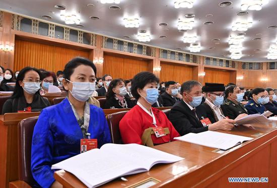 The second plenary meeting of the fourth session of the 13th National Committee of the Chinese People's Political Consultative Conference (CPPCC) is held at the Great Hall of the People in Beijing, capital of China, March 7, 2021. (Xinhua/Li Xin)