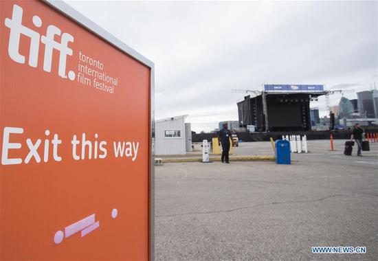 A drive-in location is seen during the 2020 Toronto International Film Festival (TIFF) in Toronto, Canada, on Sept. 10, 2020. Featuring 50 new feature films, five programs of short films, as well as interactive talks, the ten-day annual event kicked off on Thursday with drive-in locations and online screenings. (Photo by Zou Zheng/Xinhua)