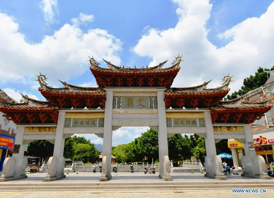 Photo taken on July 6, 2021 shows the Confucius Temple in Quanzhou, southeast China's Fujian Province. China's "Quanzhou: Emporium of the World in Song-Yuan China" was added to the UNESCO World Heritage List as a cultural site on Sunday, bringing the total number of the country's UNESCO World Heritage sites to 56. Quanzhou, a coastal city in China's Fujian Province, was a global maritime trade center back in the Song and Yuan dynasties. (Xinhua/Wei Peiquan)