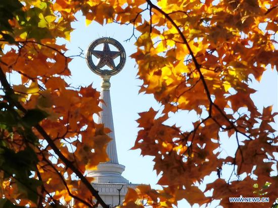 Photo taken on Oct. 23, 2020 shows the autumn view near the Military Museum of the Chinese People's Revolution in Beijing, capital of China. (Xinhua/Luo Xiaoguang) 