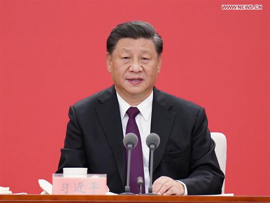 Chinese President Xi Jinping, also general secretary of the Communist Party of China Central Committee and chairman of the Central Military Commission, delivers an important speech at a grand gathering held to celebrate the 40th anniversary of the establishment of the Shenzhen Special Economic Zone in Shenzhen, south China's Guangdong Province, Oct. 14, 2020. (Xinhua/Zhang Ling)