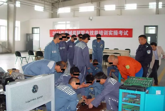 Inmates participate a vocational skill test.