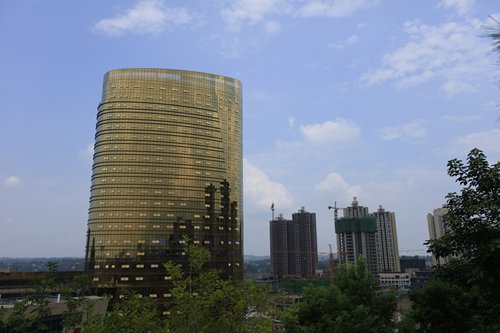 A building in Huaying, Southwest China's Sichuan Province, funded with an $86 million private investment, was completed in August. Photo: CFP