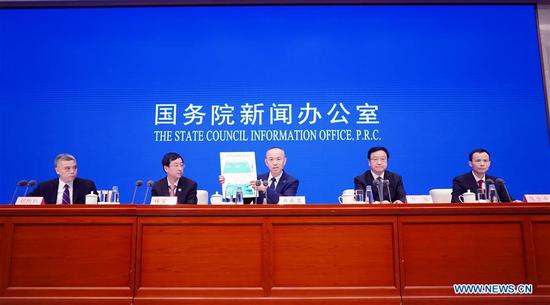  Spokesperson of China's BeiDou Navigation Satellite System Ran Chengqi(C) speaks during a press conference on the system held by the State Council Information Office in Beijing, capital of China, Aug. 3, 2020.  (Xinhua/Pan Xu)
