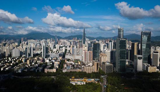 Aerial photo taken on Aug. 13, 2020 shows a view of Shenzhen, south China's Guangdong Province. (Xinhua/Mao Siqian)