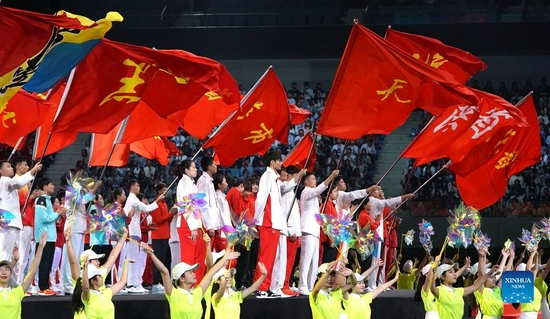 Photo taken on Sept. 27, 2021 shows the closing ceremony for China's 14th National Games in Xi'an of northwest China's Shaanxi Province. (Xinhua/Shao Rui)