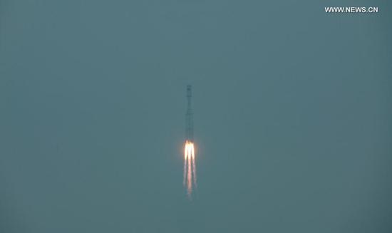 China's new medium-lift carrier rocket Long March-8 blasts off from the Wenchang Spacecraft Launch Site in south China's Hainan Province on Dec. 22, 2020. The Long March-8 made its maiden flight on Tuesday, sending five satellites into planned orbit, according to the China National Space Administration. (Xinhua/Yang Guanyu)