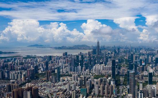 Aerial photo taken on Sept. 11, 2020 shows a view of downtown Shenzhen, south China's Guangdong Province. (Xinhua/Mao Siqian)