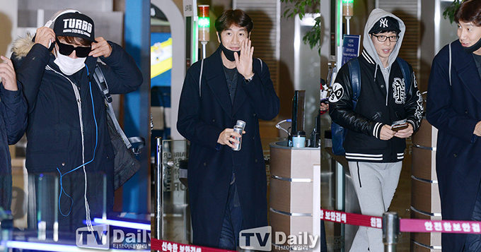 组图:韩国跑男亮相机场 金钟国墨镜口罩不露脸