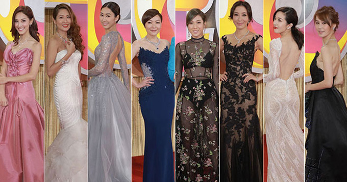 挤胸露背玩透视!TVB台庆红毯众星斗艳太拼