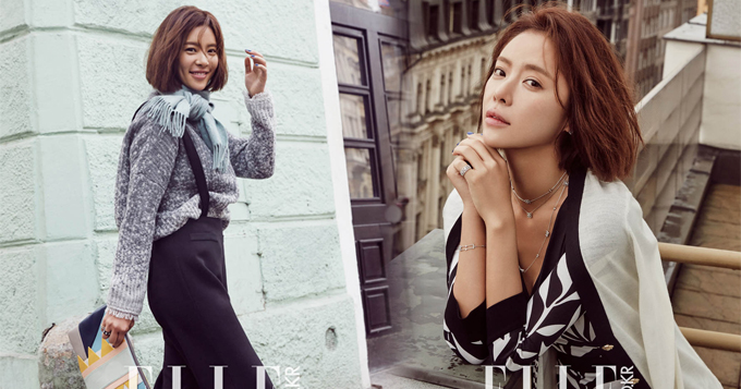 组图：韩星黄正音拍街头大片 低胸深V小秀乳沟