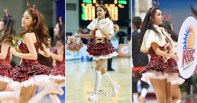 组图：韩篮球宝贝红装庆圣诞 短裙遮臀性感热舞