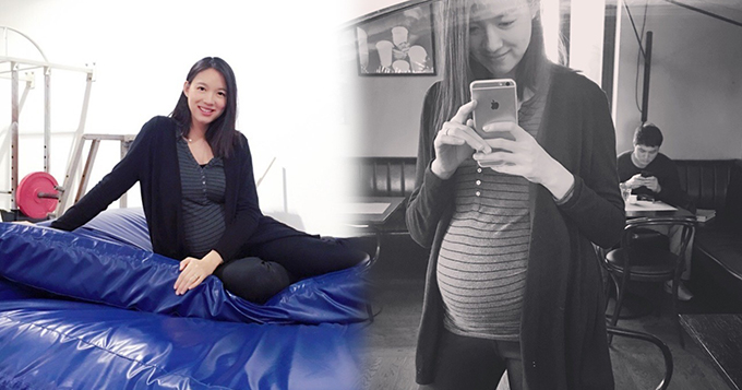 张梓琳回体校看教练 孕肚圆滚仍貌美