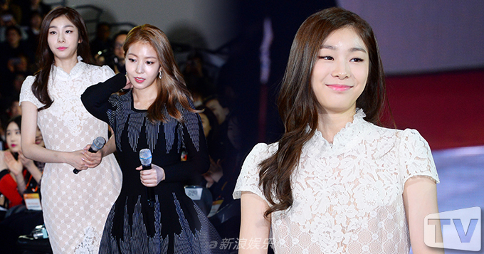 组图：韩花滑女王金妍儿亮相 蕾丝旗袍艳压BoA