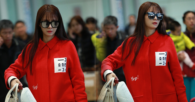 沈梦辰现身黑超扮酷 猩红装惹眼星味十足