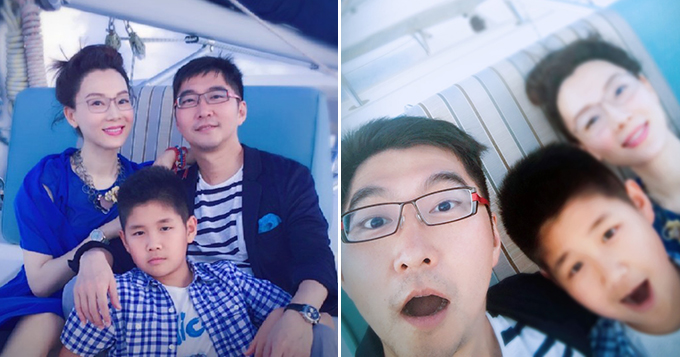 陈数赵胤胤一家三口看海 与继子相处融洽